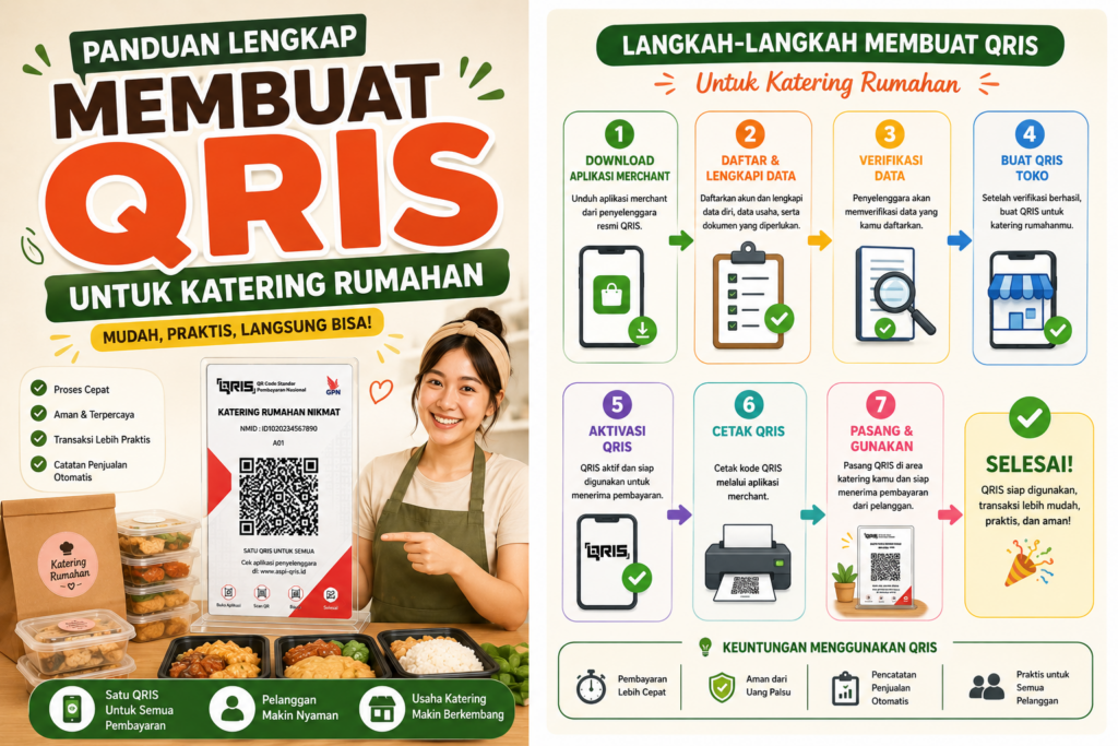 ilustrasi gambar yang menjelaskan langkah - langkah membuat QRIS