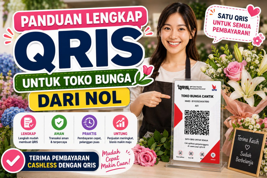 ilustrasi gambar panduan lengkap QRIS untuk toko bunga dari nol