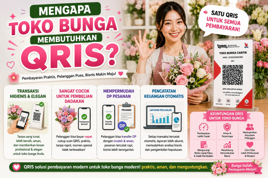 ilustrasi gambar yang menjelaskan mengapa toko bunga membutuhkan QRIS 