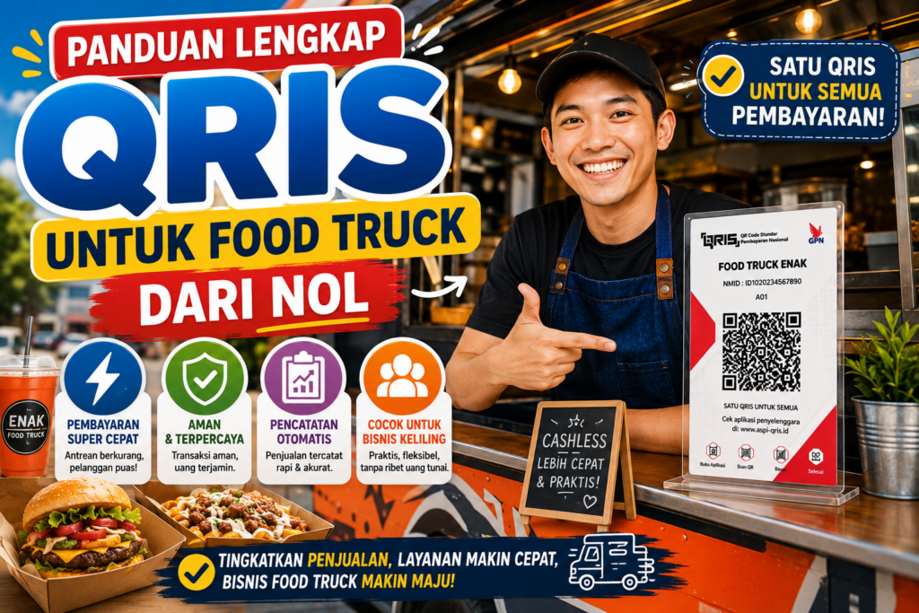 ilustrasi gambar judul panduan membuat qris food truck