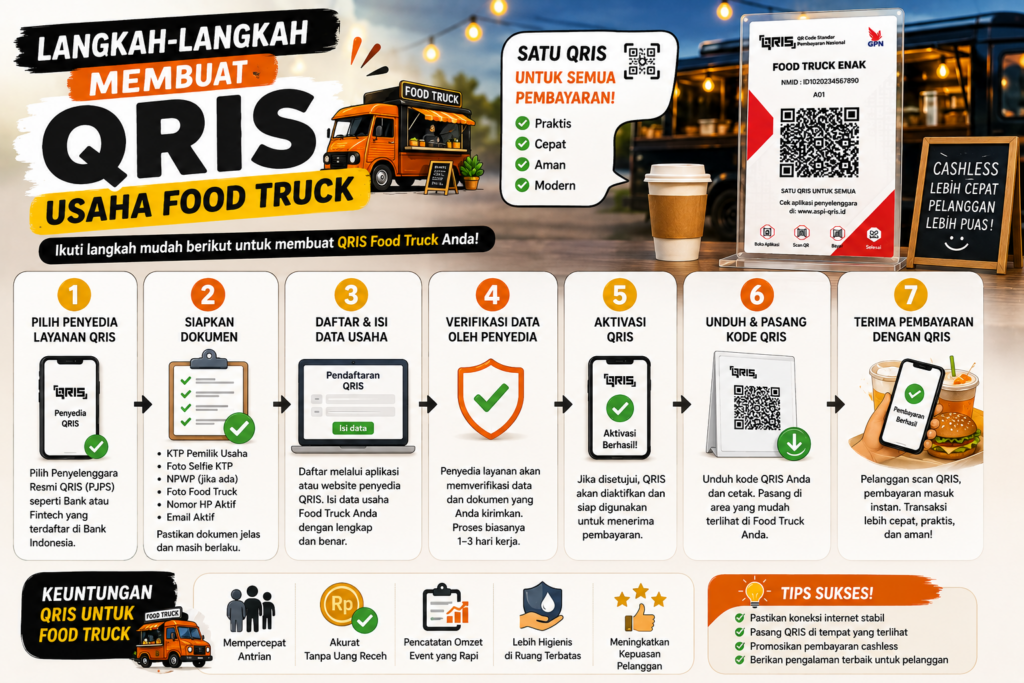 ilustrasi gambar langkah langkah membuat QRIS usaha Food Truck
