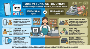 Ilustrasi: QRIS vs Tunai untuk UMKM: Membandingkan Biaya, Arus Kas, dan Risiko Harian